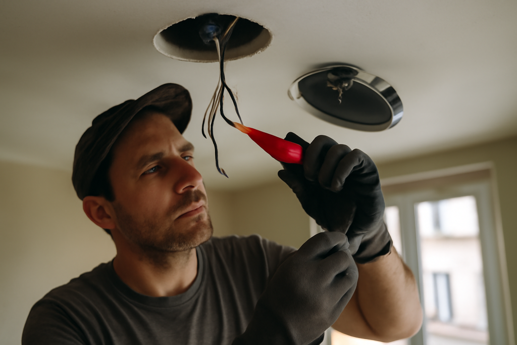 Branchement spot : tuto au plafond (étapes)