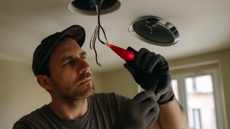Branchement spot : tuto au plafond (étapes)