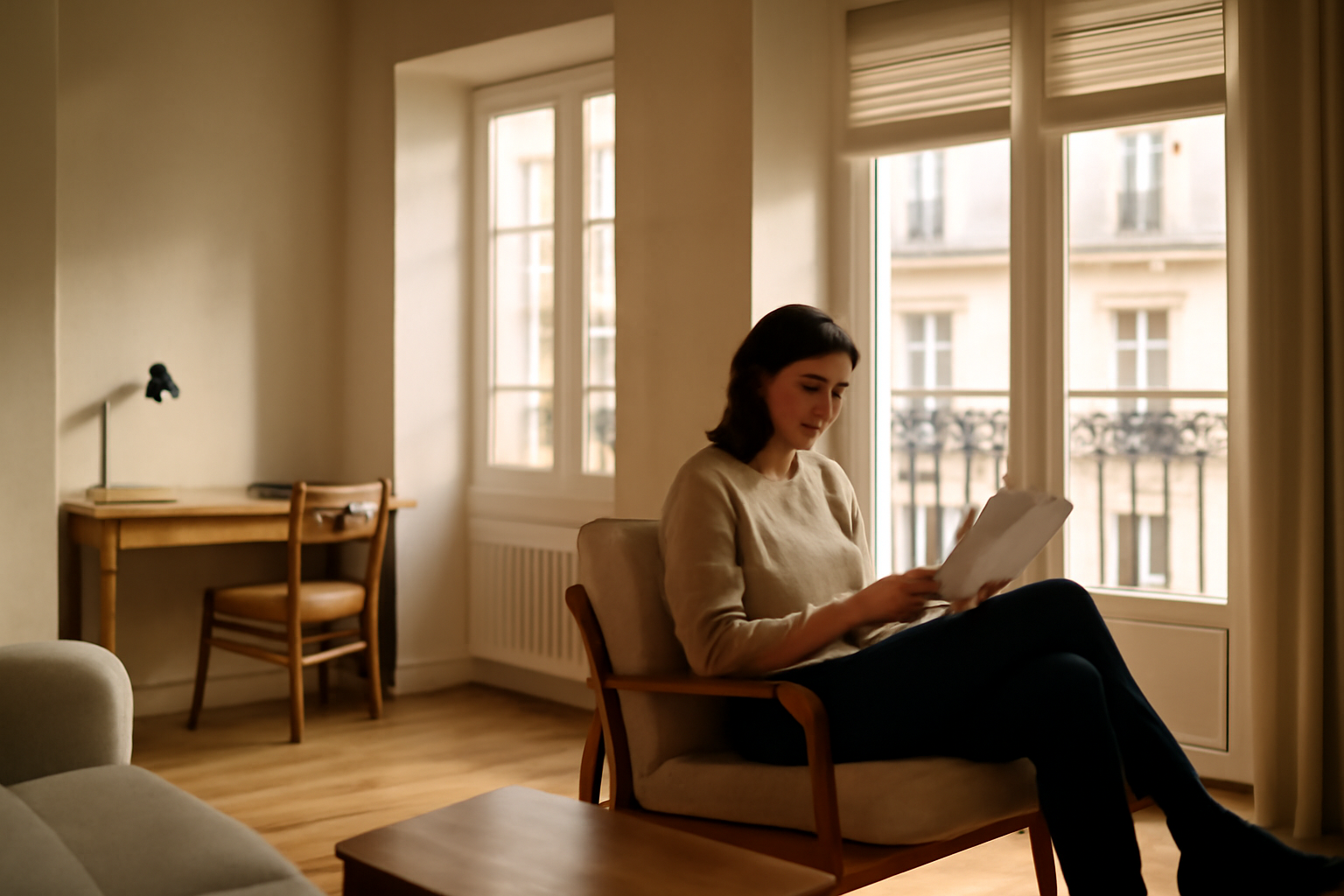 Archilibre : vue d’un salon lumineux avec isolation et protections solaires en conditions réelles d’usage