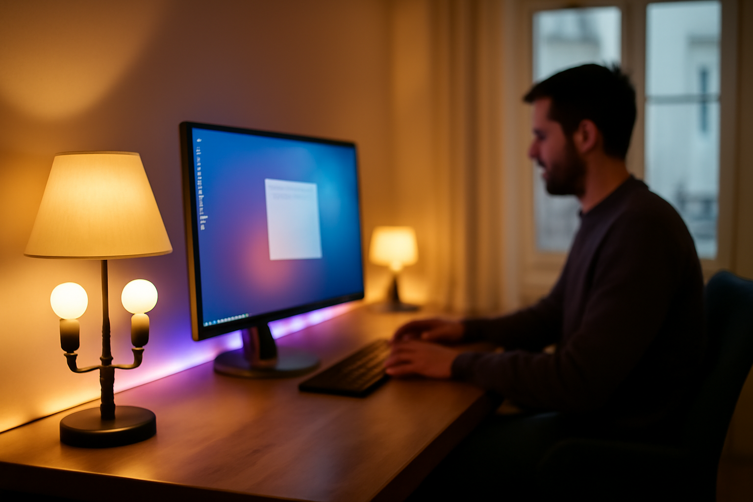 philips hue vs lidl livarno : éclairage connecté sur bureau en home-office