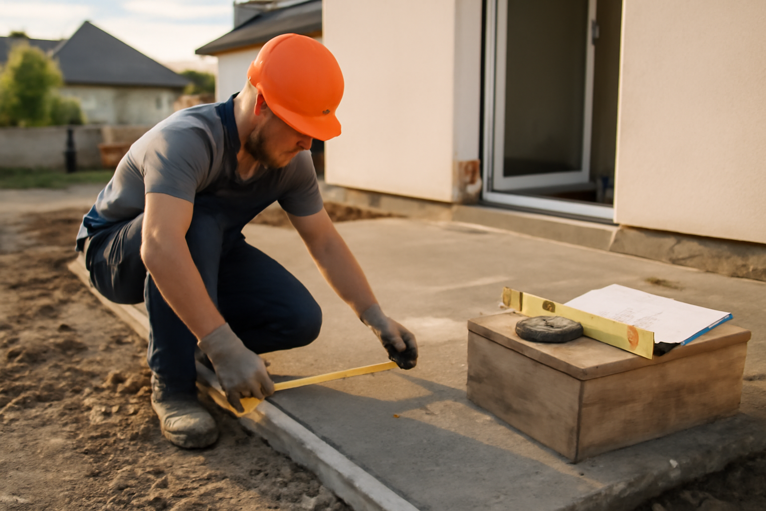 calcul m3 beton sur chantier : mesure des dimensions de dalle et estimation du volume